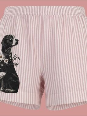 New w/ Tags– in soft, lightweight cotton pink & white boxers w/ a dog w/ Flowers